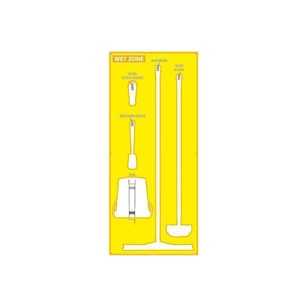 Nmc National Marker Wet Zone Shadow Board, Yellow/White, 68 X 30, Pro Series Acrylic - SB121FG - main